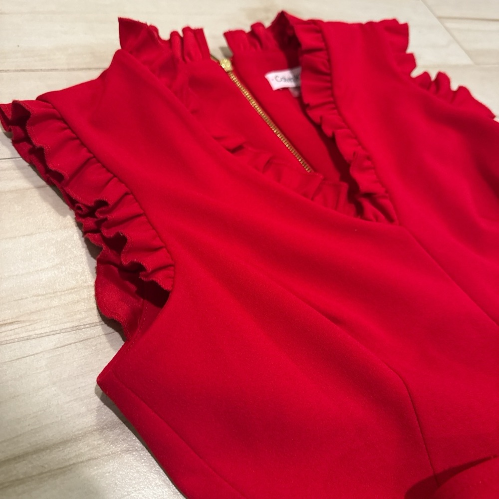 Calvin Klein Red ❤️ Sleeveless Jumpsuit • Size 4 • Like New - Picture 4 of 16